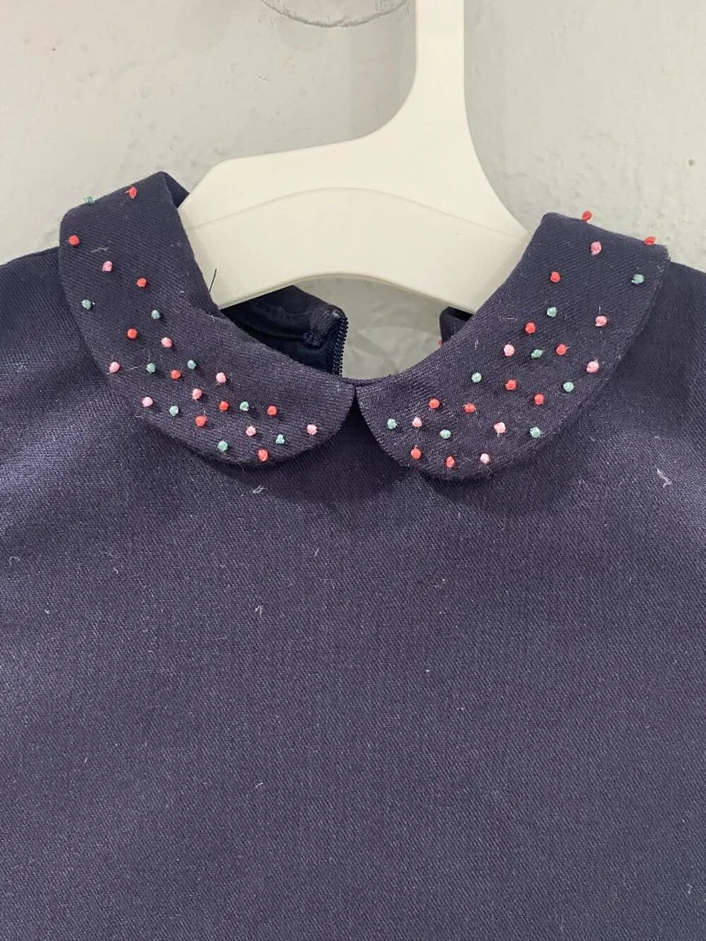 Luli & Me, baby girl's size 18M, navy short sleeve confetti A-line, lined dress.